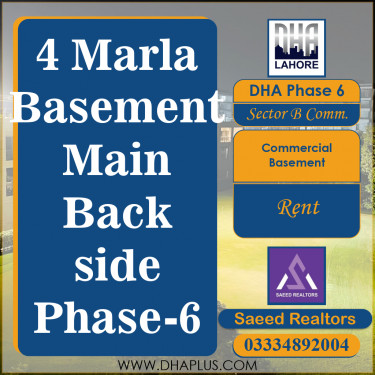 4 Marla Commercial Basement for Rent in Sector B Commercial, DHA Phase 6, Lahore - (BP-49369)