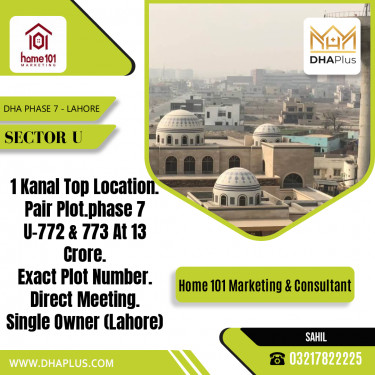 2 Kanal Residential Plot for Sale in Sector U, DHA Phase 7, Lahore - (BP-49951)