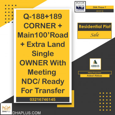 2 Kanal Residential Plot for Sale in Sector Q, DHA Phase 7, Lahore - (BP-49975)