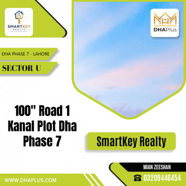 1 Kanal Residential Plot for Sale in Sector U, DHA Phase 7, Lahore - (BP-50091)