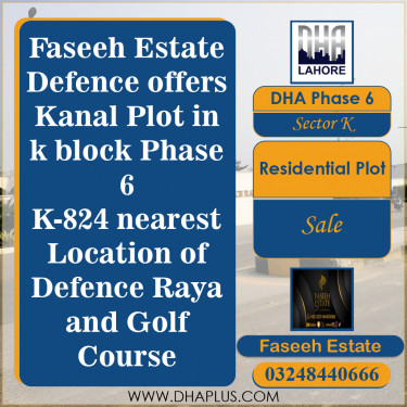 1 Kanal Residential Plot for Sale in Sector K, DHA Phase 6, Lahore - (BP-50277)