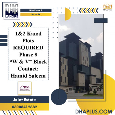 1 Kanal Residential Plot for Sale in Sector W, DHA Phase 8, Lahore - (BP-50384)