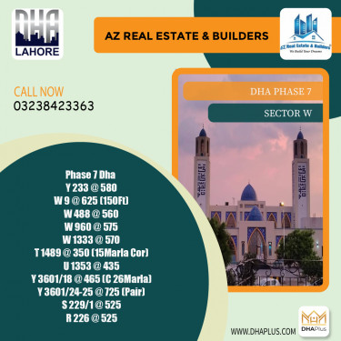 1 Kanal Residential Plot for Sale in Sector W, DHA Phase 7, Lahore - (BP-50411)