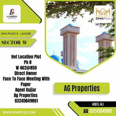 22 Marla Residential Plot for Sale in Sector W, DHA Phase 8, Lahore - (BP-50812)