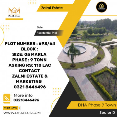 5 Marla Residential Plot for Sale in Sector D, DHA Phase 9 Town, Lahore - (BP-50917)
