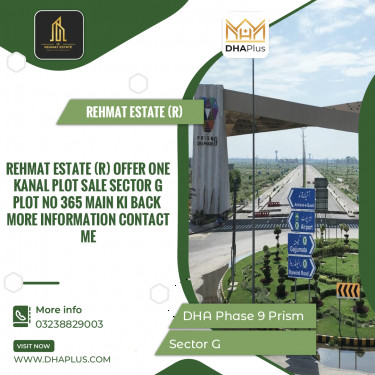 1 Kanal Residential Plot for Sale in Sector G, DHA Phase 9 Prism, Lahore - (BP-50941)