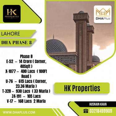 1 Kanal Residential Plot for Sale in DHA Phase 8, Lahore - (BP-51050)