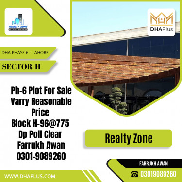 20 Marla Residential Plot for Sale in Sector H, DHA Phase 6, Lahore - (BP-51249)