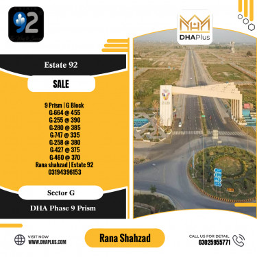 1 Kanal Residential Plot for Sale in Sector G, DHA Phase 9 Prism, Lahore - (BP-51386)