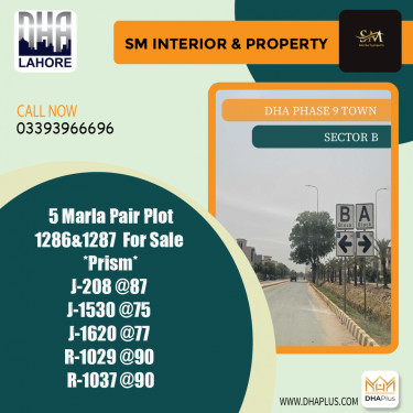 10 Marla Residential Plot for Sale in Sector B, DHA Phase 9 Town, Lahore - (BP-51398)