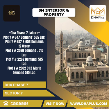 1 Kanal Residential Plot for Sale in Sector Y, DHA Phase 7, Lahore - (BP-51462)