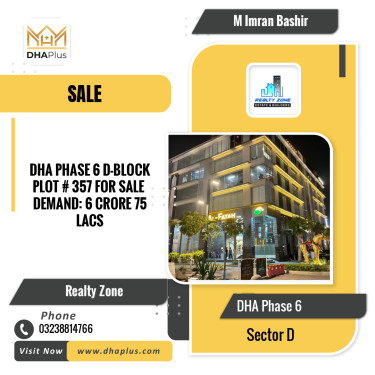 1 Kanal Residential Plot for Sale in Sector D, DHA Phase 6, Lahore - (BP-51611)