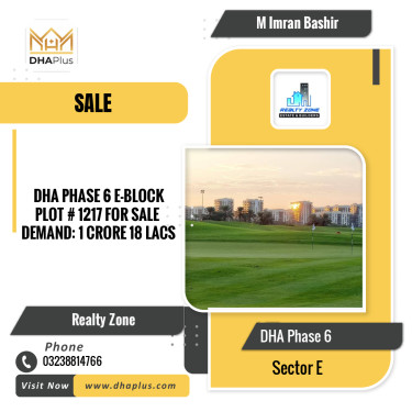 5 Marla Residential Plot for Sale in Sector E, DHA Phase 6, Lahore - (BP-51614)